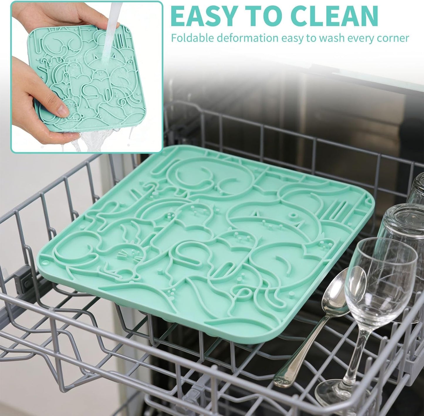 VI-FA Lick Mat for Dogs & Cats, Slow Feeder Licking Pad with Suction Cups for Anxiety Relief, Puppy & Kitten Mat for Bath Time, Grooming & Training (2 Pack, Yellow+Green)