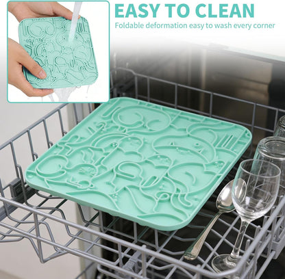 VI-FA Lick Mat for Dogs & Cats, Slow Feeder Licking Pad with Suction Cups for Anxiety Relief, Puppy & Kitten Mat for Bath Time, Grooming & Training (2 Pack, Yellow+Green)