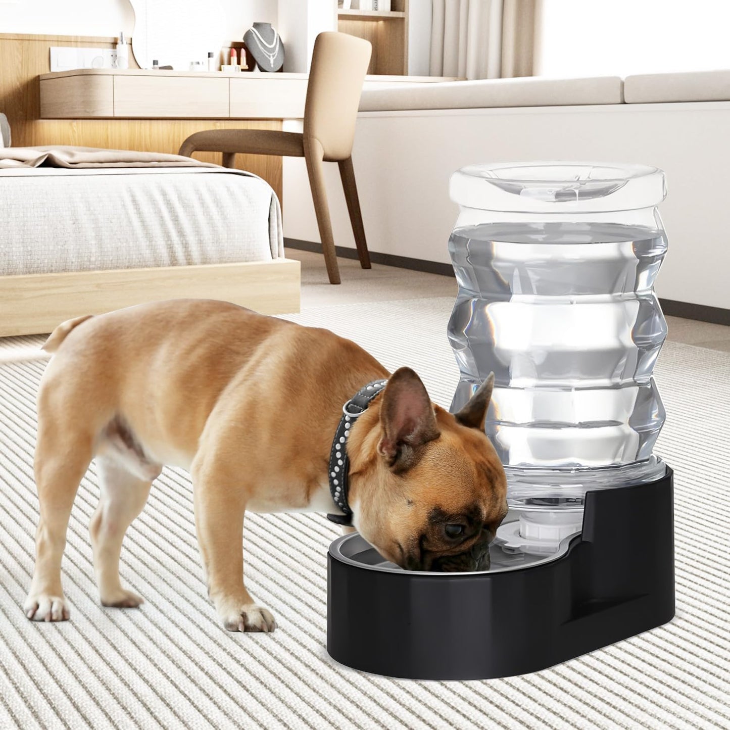 RIZZARI 8L Elevated Pet Water Dispenser – Stainless Steel Gravity Waterer with Auto-Refill Design for Medium and Large Dogs & Senior Pets -Comfortable Drinking Height for Living Rooms,Multi-Pet Homes