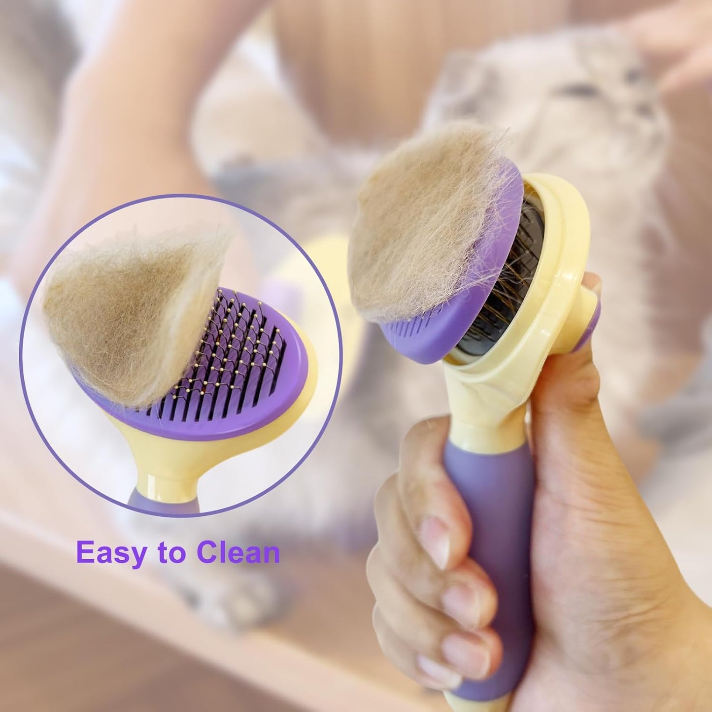 Cat Hair Brush,Cat Brush for Shedding,Soft Silicone Self Cleaning Brushes for Short and Long Haired Cats for Grooming and Shedding