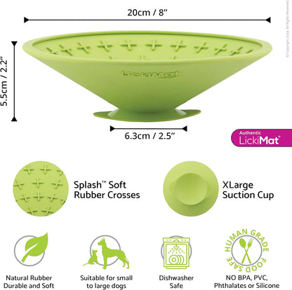 LickiMat Splash, Dog Slow Feeder Bowl Lick Mat, Boredom Anxiety Reducer, Sticks to Smooth Surface; Perfect for Food, Treats, Yogurt, or Peanut Butter. Fun Alternative to Slow Feed Dog Bowl, Turquoise