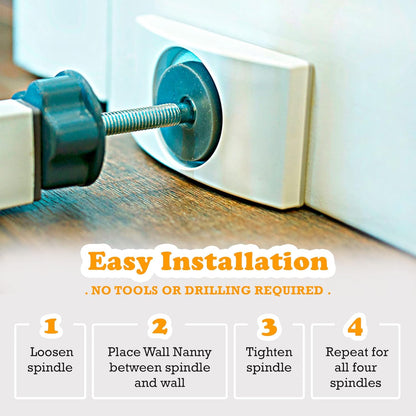 Wall Nanny 2-Pack - Works with 2 Gates - Baby Gate Wall Protector (Made in USA) Protects Walls and Doorways from Pet Gates - for Pressure Mounted Indoor Safety Baby Gates - Black