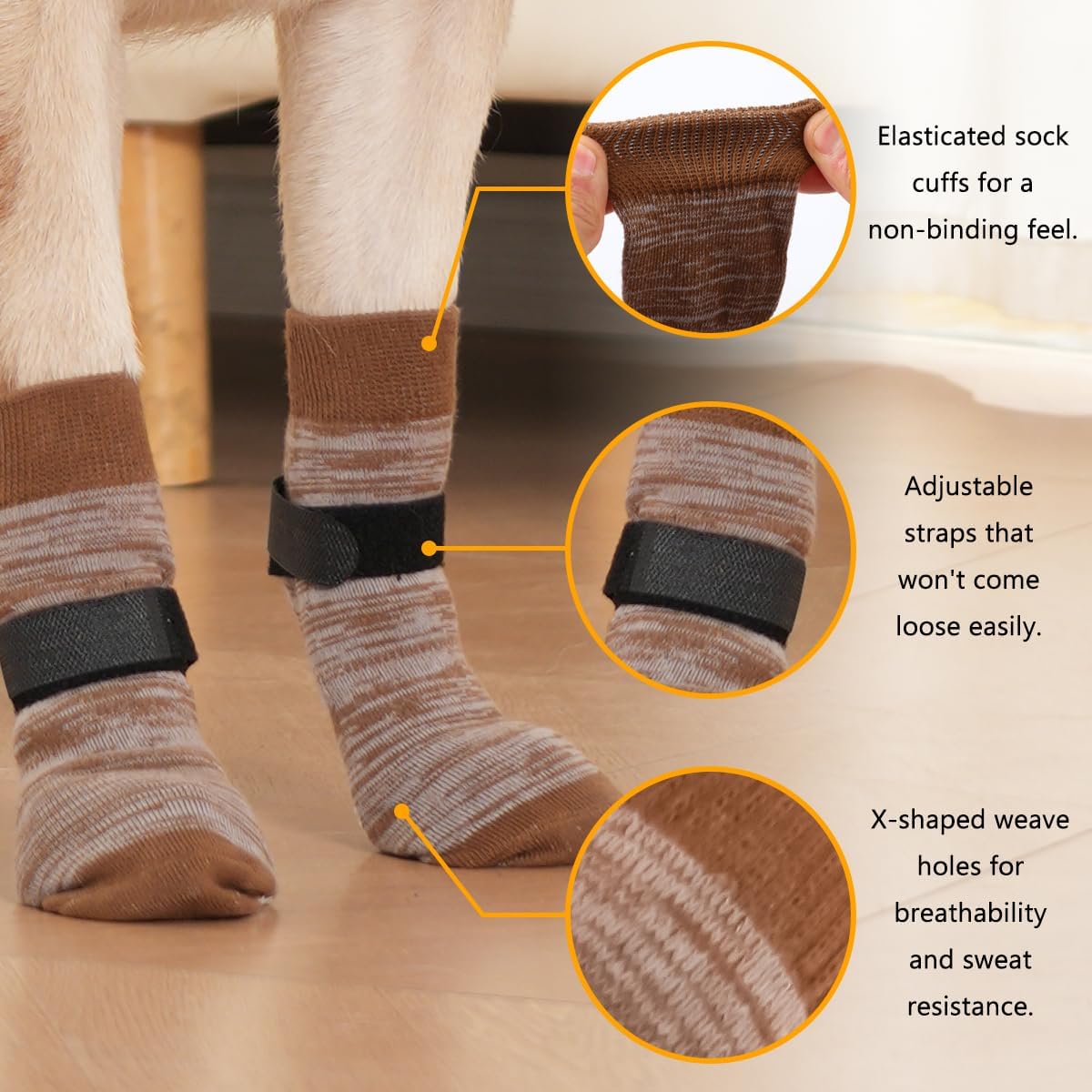 Dog Socks 12 Pack to Prevent Licking Paws, Anti Slip Dog Booties and Paw Protectors for Hardwood Floors Hot Pavement, Suitable for Small Medium Large Senior Dogs - Size Medium