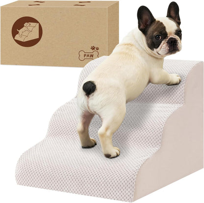 Dog Stairs for Couch, 3 Steps 13.8" H Non-Slip Pet Stair, Balanced Stable Pet Ramp for Small Dogs, Indoor Furniture Step, Gray