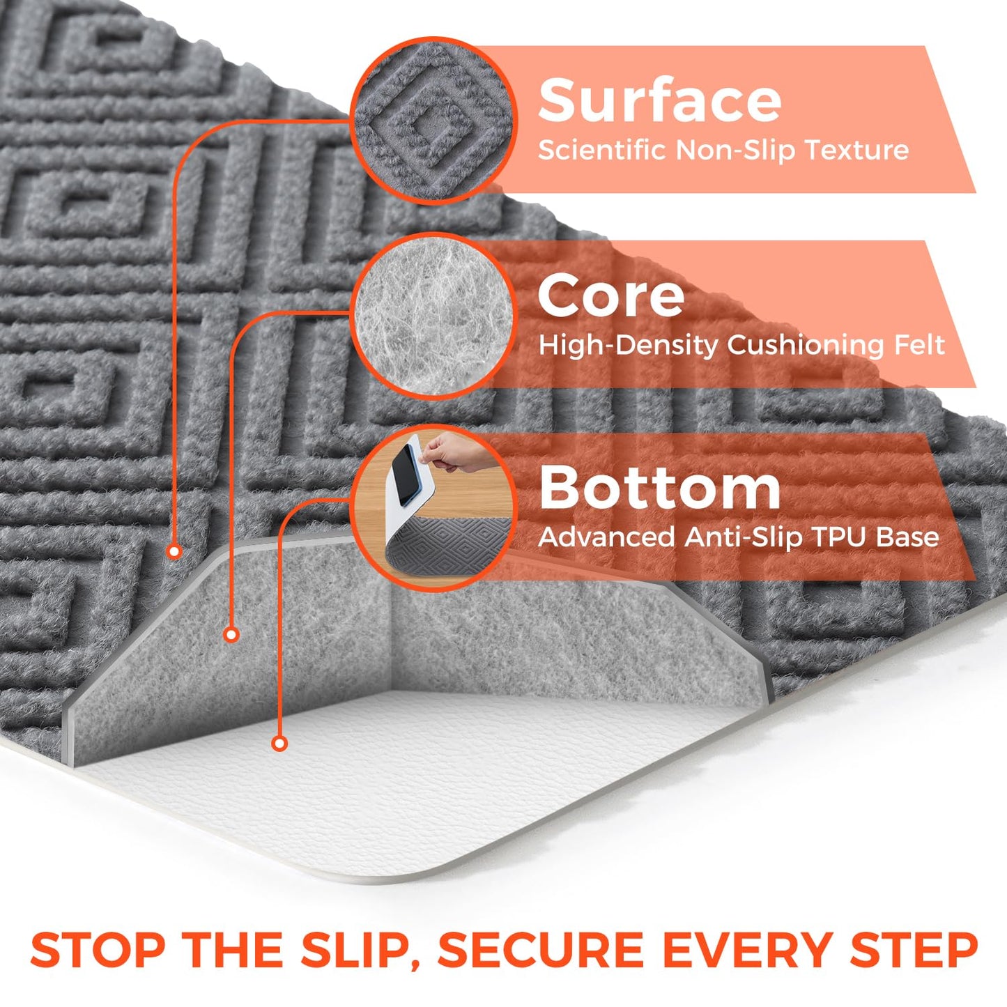 BAGAIL 15 Pack Non-Slip Stair Treads for Wooden Steps, 8"x30" Peel and Stick Carpet Stair Runners, Machine Washable Indoor Step Covers with No-Residue Adhesive for Dogs, Kids & Elderly - Dark Gray
