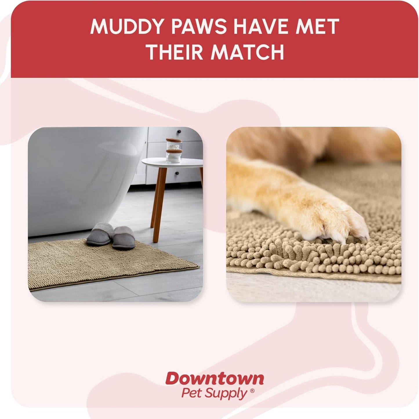 My Doggy Place Dog Mud Mat, 36"x26" Ash – Thick Microfiber Entry Rug for Snow, Mud & Salt – Absorbent, Quick-Dry, Washer-Safe & Non-Slip, Large