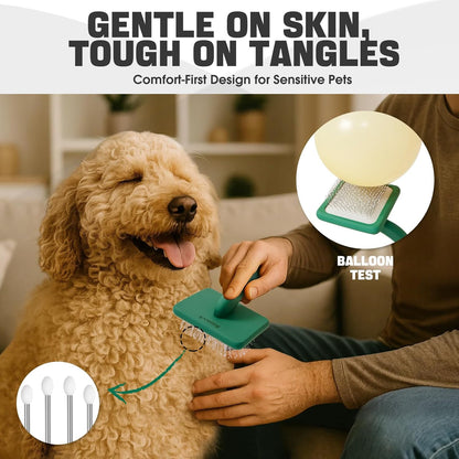 Bonteck Dog Slicker Brush for Dogs Grooming Kit 5PCS | Large Dog Brush for Goldendoodles Poodles Doodles | Long Pin Haired Brush | Poodle Brushes and Comb (Purple)