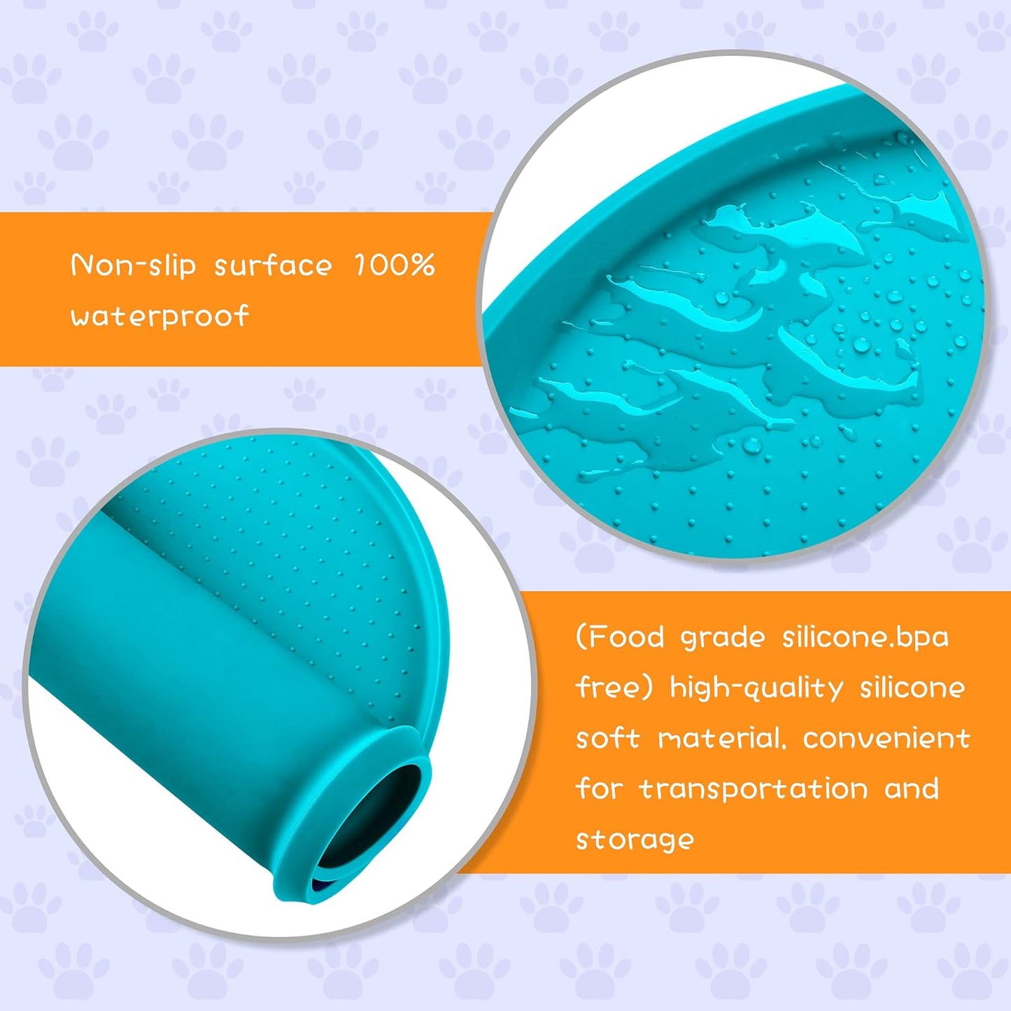100% Waterproof 0.5" Raised Edge BPA Free Silicone Dog Food Mat, Pet Cat Feeding Mats Contain Spills Protects Floors, Placemats for Cats and Dogs Water Bowl Dishwasher. (Small, Gray)