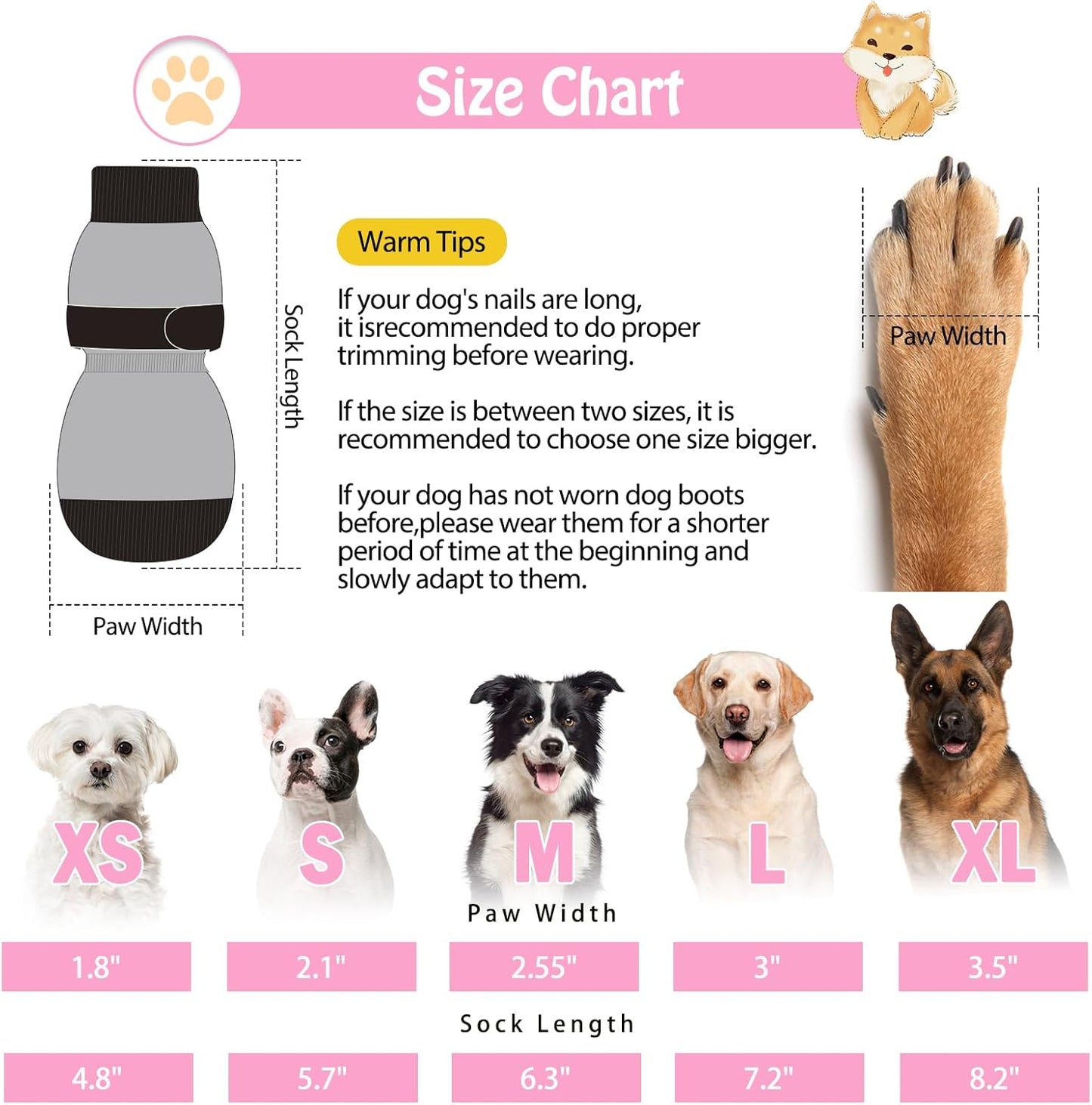 SCENEREAL 6Pcs Anti Slip Dog Socks to Prevent Licking Paws for Hot/Cold Pavement, Dog Grippy Socks for Hardwood Floors, Dog Shoes for Boots & Paw Protectors for Puppy Small Medium Large Senior Dogs
