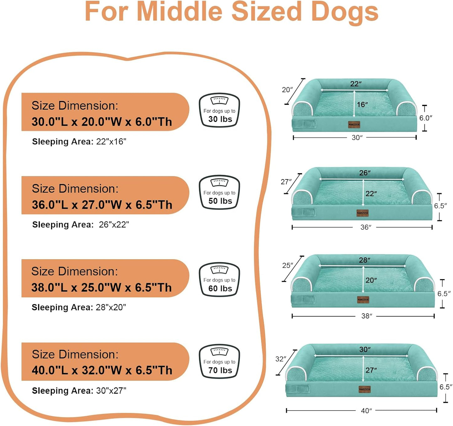 Large Dog Bed Orthopedic Washable: Beds Bolster XL Bed Large Big Dogs Memory Foam Couch Sofa Waterproof with Removable Cover