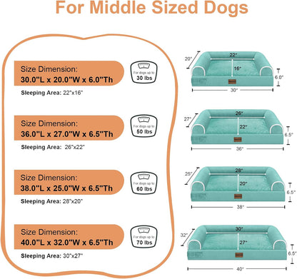 Large Dog Bed Orthopedic Washable: Beds Bolster XL Bed Large Big Dogs Memory Foam Couch Sofa Waterproof with Removable Cover