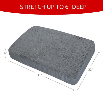 Dog Bed Covers Soft Plush Replacement Washable, Waterproof Pet Bed Liner Grey 36x27 Inches, for Dog/Cat, Cover Only