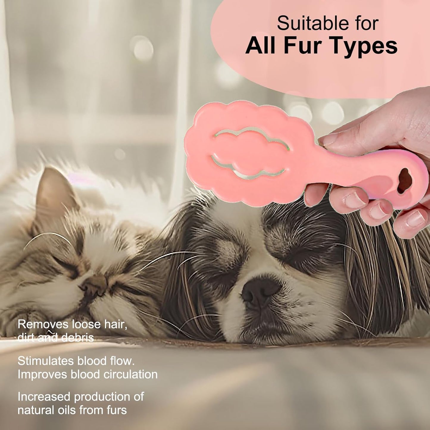Cloud Shape Small Dog Grooming Brush - Soft Pin Brush for Gentle Detangling & Massage Puppy Hair Comb for Maltese, Shih Tzus, Yorkies, and Puppies, Pink