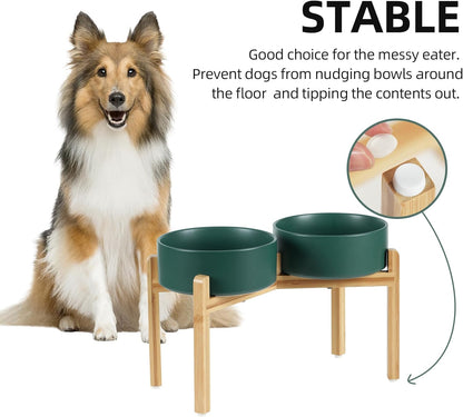 Havniva 8.3” Dog Bowls Elevated Ceramic Dog Food and Water Bowl, Raised Dog Water Bowl with Stand Non-Slip Rubber Base Large Capacity Feeding Pet Food Bowl for Large Dogs