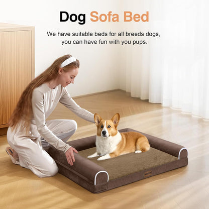 Large Dog Bed Orthopedic Washable: Beds Bolster XL Bed Large Big Dogs Memory Foam Couch Sofa Waterproof with Removable Cover