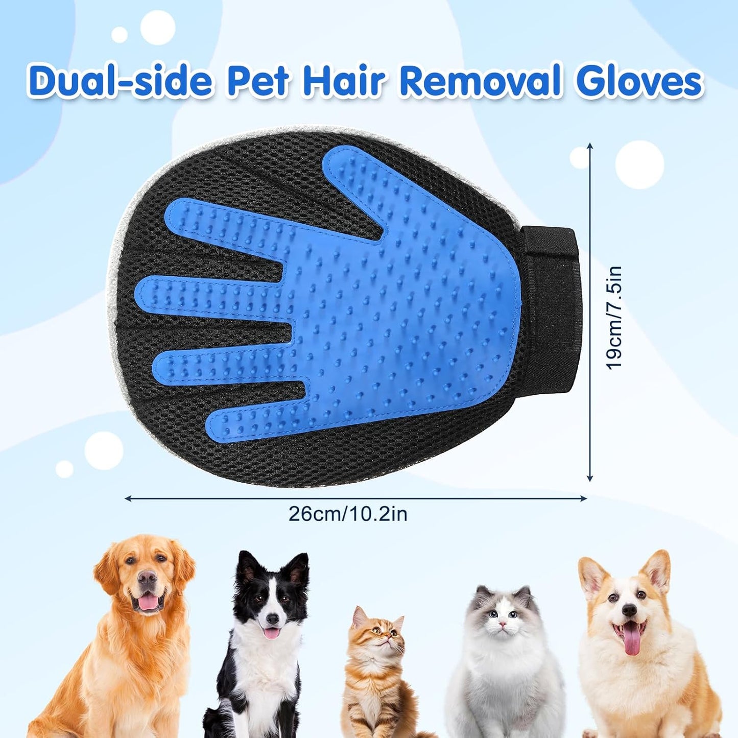Pawaboo 2-in-1 Pet Hair Removal Glove – Reusable Electrostatic & Silicone Grooming Mitt for Dogs, Cats, Carpet, Couch, Car Seats & Clothing, Dual-Side Gentle Deshedding Tool, Easy to Clean