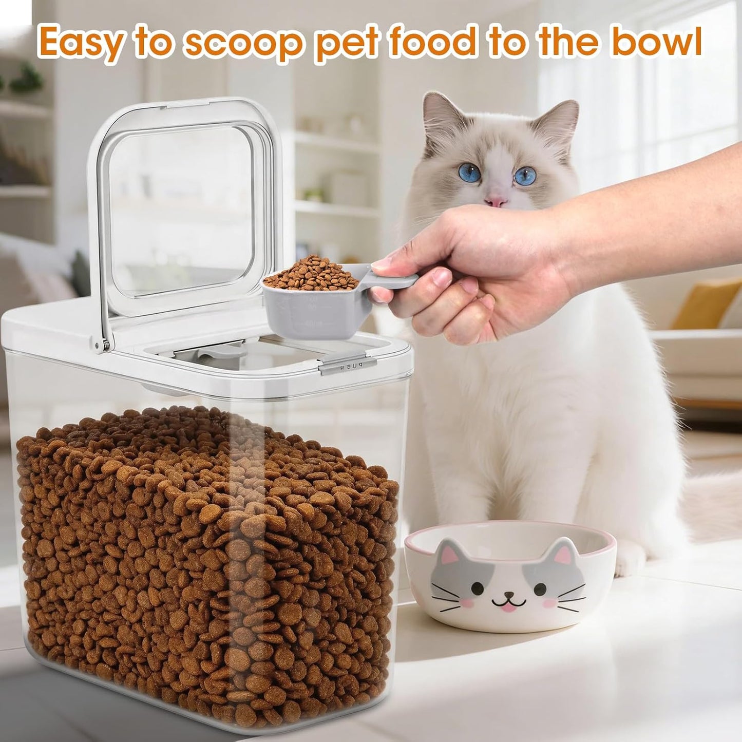 TBMax Dog Cat Food Storage Container 6-8 Lbs with Easy-Carrying Handles, Stackable Pet Food Dog Treat Container with Pop Up Lids, Airtight Food Storage Bin for Kitchen Organization