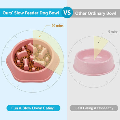 UPSKY Slow Feeder Dog Bowl Anti-Chocking Slower Feeding Pet Puzzle Bowls, Interactive Bloat Stop Dog Food Dishes Non-Slide Dogs Lick Treat for Small Medium