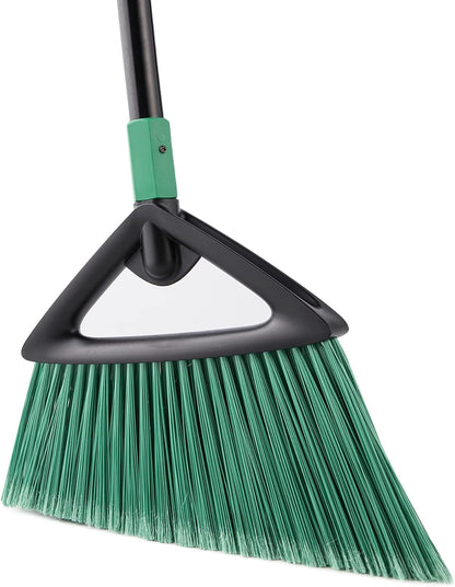 Eyliden Broom, Angle Broom with 57" Long Handle, PET Bristles - Fit Heavy-Duty Cleaning, Also Works Well Fine Dust - Commercial Outdoor Indoor Sweeper for Courtyard Sidewalk Deck Kitchen Lobby, Black
