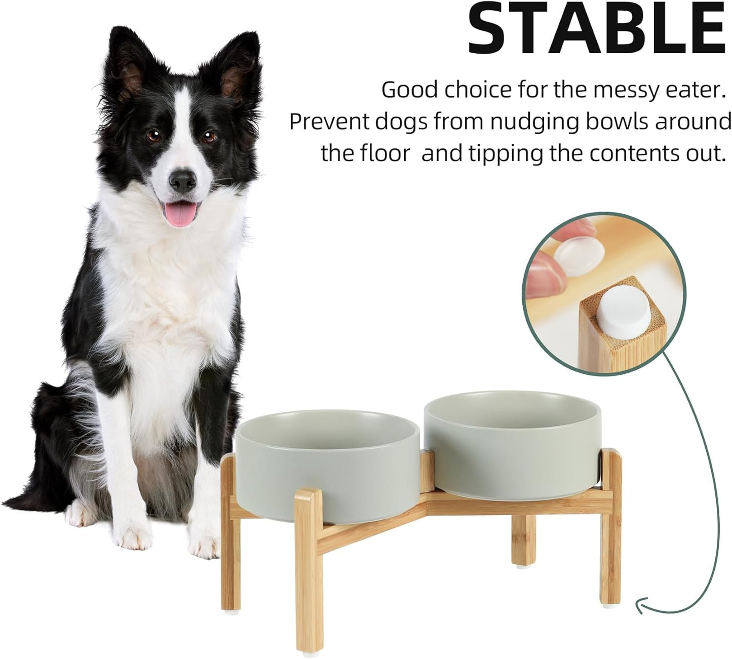 Havniva 8.3” Dog Bowls Elevated Ceramic Dog Food and Water Bowl, Raised Dog Water Bowl with Stand Non-Slip Rubber Base Large Capacity Feeding Pet Food Bowl for Large Dogs