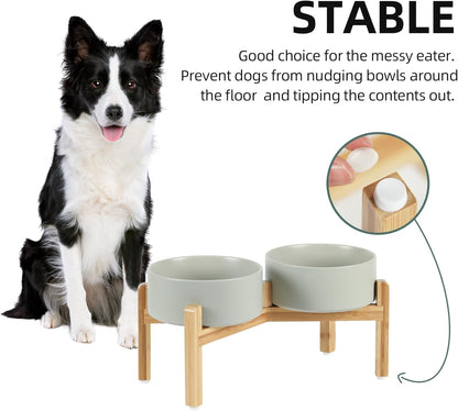 Havniva 8.3” Dog Bowls Elevated Ceramic Dog Food and Water Bowl, Raised Dog Water Bowl with Stand Non-Slip Rubber Base Large Capacity Feeding Pet Food Bowl for Large Dogs