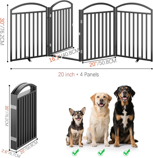Folding No-Assembly Freestanding Dog Gate with Door,32" Heights Foldable Pet Fence,144" Extra Wide Accordion Puppy Folding Playpen for Doorways,House,Stairs (6 Panels,White)