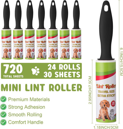 Hushee 8 Pcs Mini Lint Roller for Travel Small Lint Removers Bulk for Pet Hair and Clothes Small Size Removers Portable Sticky Removing Tool for Cleaning Furniture Dog Car Seat