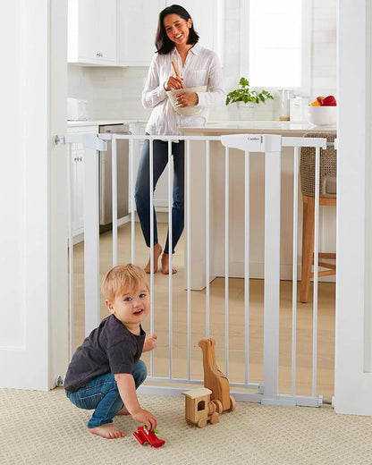 Cumbor 36.6-64" Extra Wide Baby Gate for Stairs, Dog Gates for Doorways, Auto-Close Pet Gate Indoor, Pressure Mounted Walk Through Safety Child Gate for Kids Toddler, Tall Pet Puppy Fence Gate, Brown