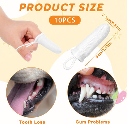 10Pcs Microfiber Soft Dog Tooth Brushing Kit Dog Finger Toothbrush Pet Dental Finger Brush Dogs Cat Teeth Cleaning & Care, Remove Plaque and Tartar