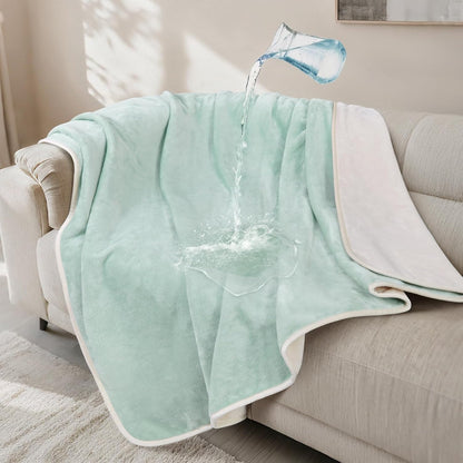 LOOBANI Waterproof Blanket for Bed: Reversible Soft Flannel Twin Bed Blanket 60" x 80", Leakproof Throw Spill-Proof Dog Pet Blanket for Couch Cover, Movie Time, Camping, Travel, Grey