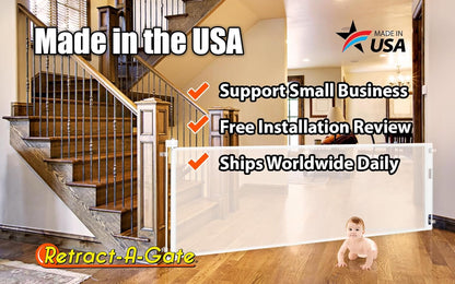 Retract-A-Gate 52 inch White: The Original and only Made in USA Retractable Baby, Dog, & Cat Gate