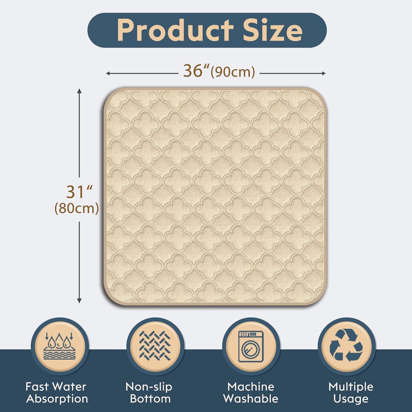 FunFurry Washable Pee Pads for Dogs - 4 Pack Reusable Pee Pads，Waterproof Puppy Pads，Pet Training Pads，Super Absorbent with Dog Paw Shape Non-Slip Backing (Cream, 18" X 24" - 4 Pack)