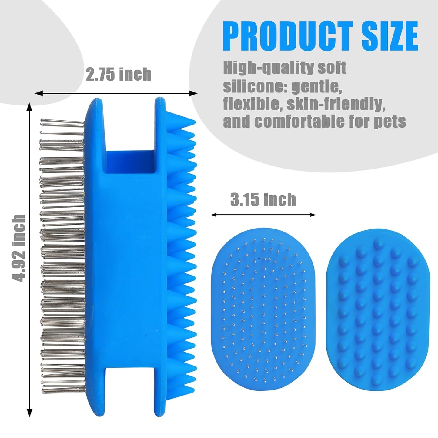 Upgraded Double-Sided Dog Brush for Shedding & Deshedding, Silicone Pet Bath Brush for Long Short Haired Dogs and Cats, Dog Grooming Brush for Shower, Massage, 3-in-1 Hair Removal Comb