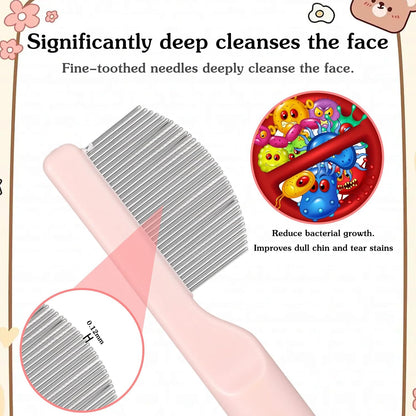 Pet Facial Grooming Comb, Stainless Steel Dog Eye Comb, Dog Flea Comb, Round-Tip Arc Teeth, Stress-free Tear Stain Remover for Dogs & Cats Fit Yorkie, Shih Tzu, Maltese Maltipoo Pomeranian