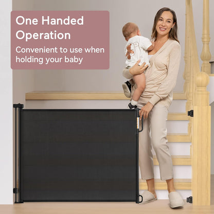 Momcozy Retractable Baby Gate, Mesh Baby Gate or Mesh Dog Gate, 33" Tall,Extends up to 71" Wide, Child Safety Gate for Doorways, Stairs, Hallways, Indoor/Outdoor
