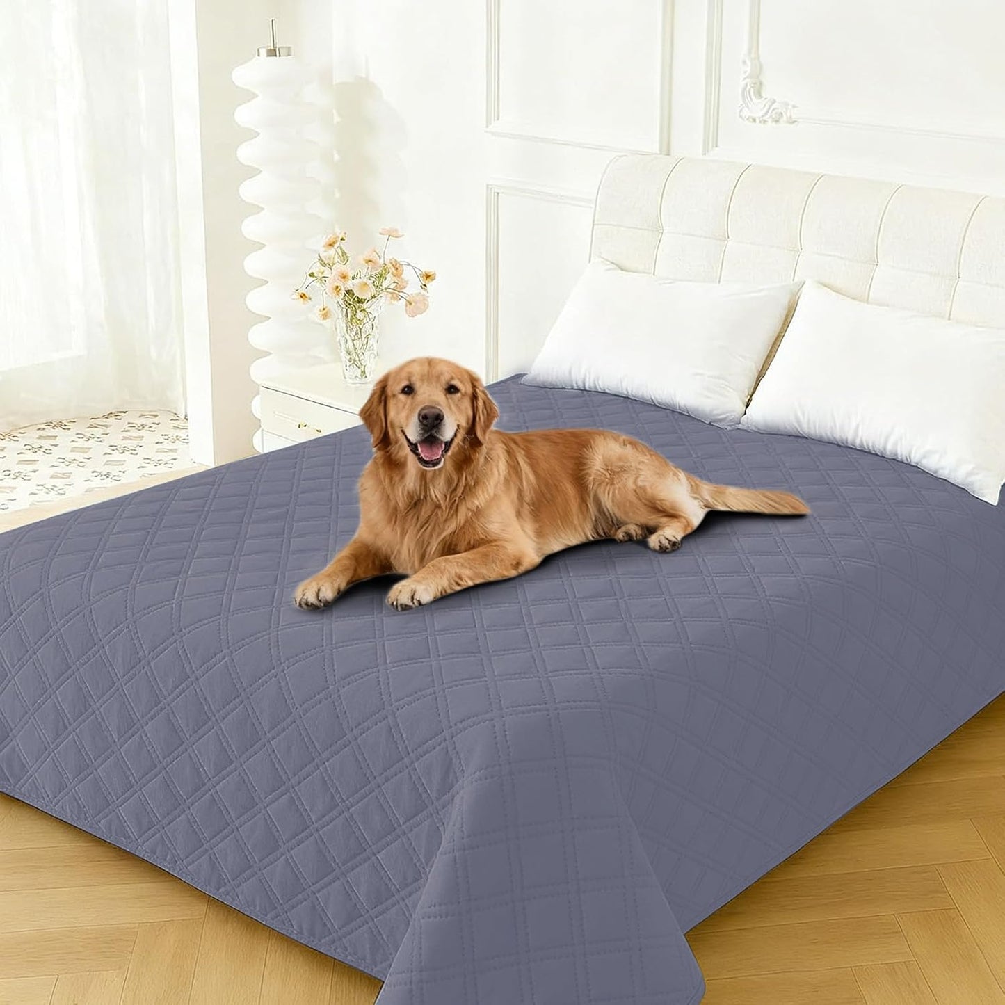 Waterproof Dog Blanket, Non-Slip Soft Pet Bed Cover, Couch Cover for Dogs Washable, Protects Sofa, Furniture, Crate, Car, Tear Resistant Leakproof Pet Blanket (30x70 Inch, Dark Grey)