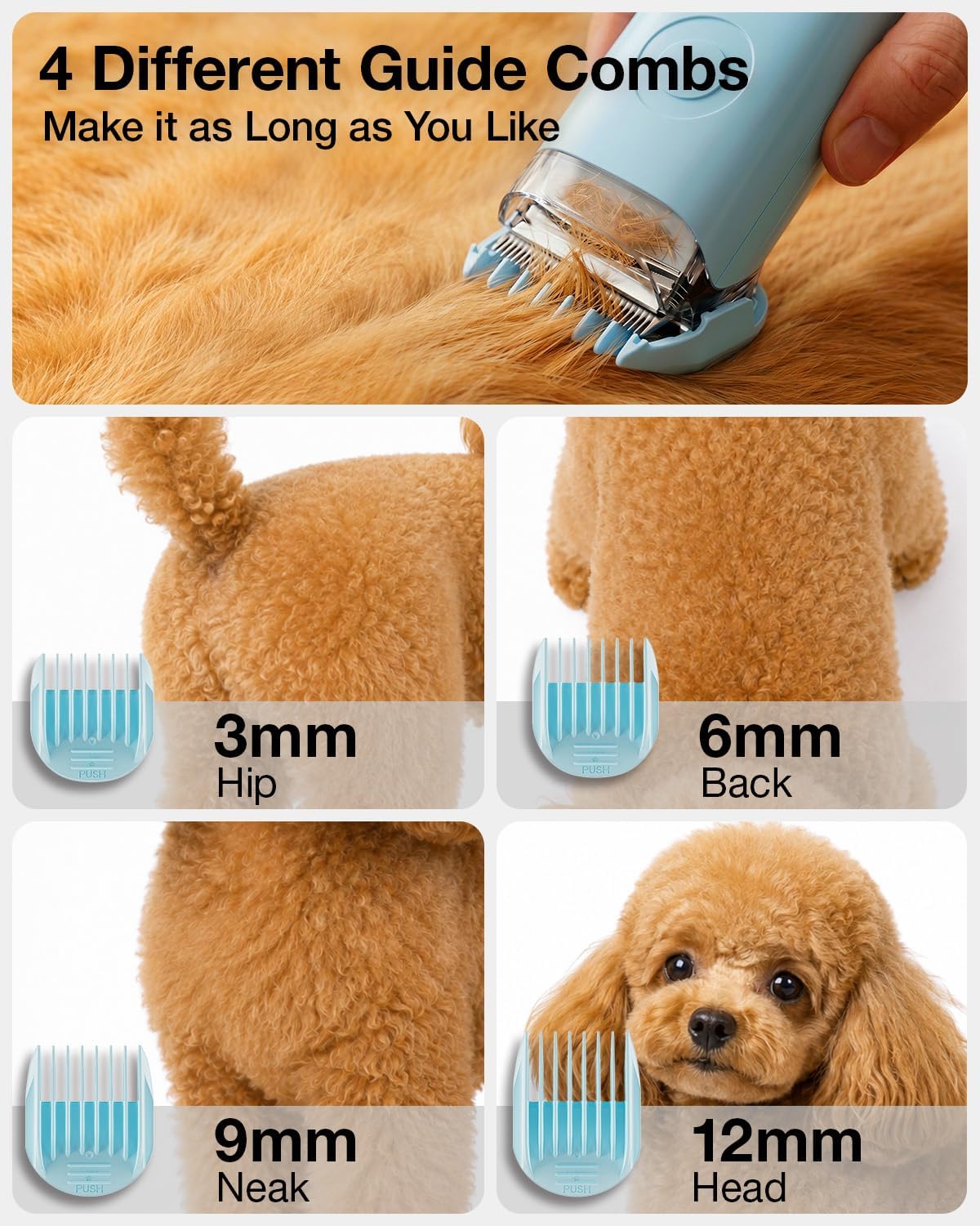 PETGUGU Dog Grooming Vacuum,Dog Vacuum for Shedding Grooming with 7-in-1 Clipper, Nail Grinder & Deshedding Brush,2.5L Dust Cup,3-Speed Adjustable & Temp Control Blower,Low Noise Pet Hair Vacuum
