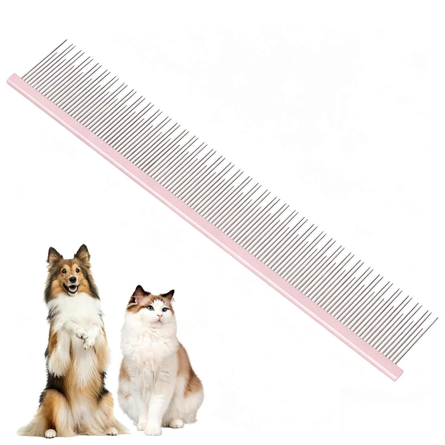 8.5 Inch Dual Tooth Pet Comb for Mats and Tangles,Poratable Grooming Dematting Comb for Indoor Long-haired Cats and Dogs,Pet Family Supplies,Removing Tangles,Knots,Undercoat and Excess Hair