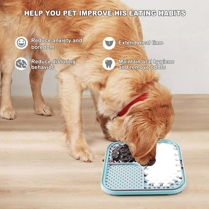 Licking Mat for Dogs & Cats with Suction Cups, 1 Pack Square Dog Slow Feeder Lick Pat for Anxiety Relief & Boredom, Dog Toys to Keep Them Busy, Pets Grooming Bathing Training Mat