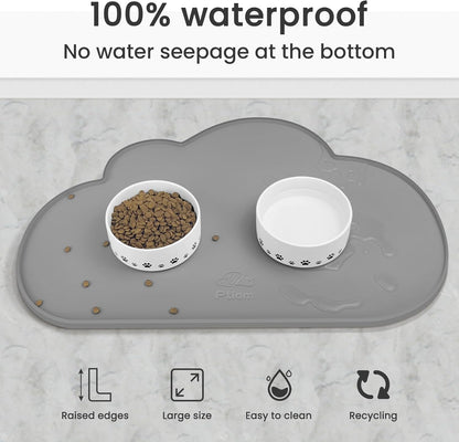 Ptlom Silicone Pet Placemat for Dogs and Cats, Non-Slip Waterproof Dog Feeding Bowl Mats for Food and Water, Small Medium Large Pet Puppy Tray Mat Prevent Residues from Spilling onto The Floor, Beige