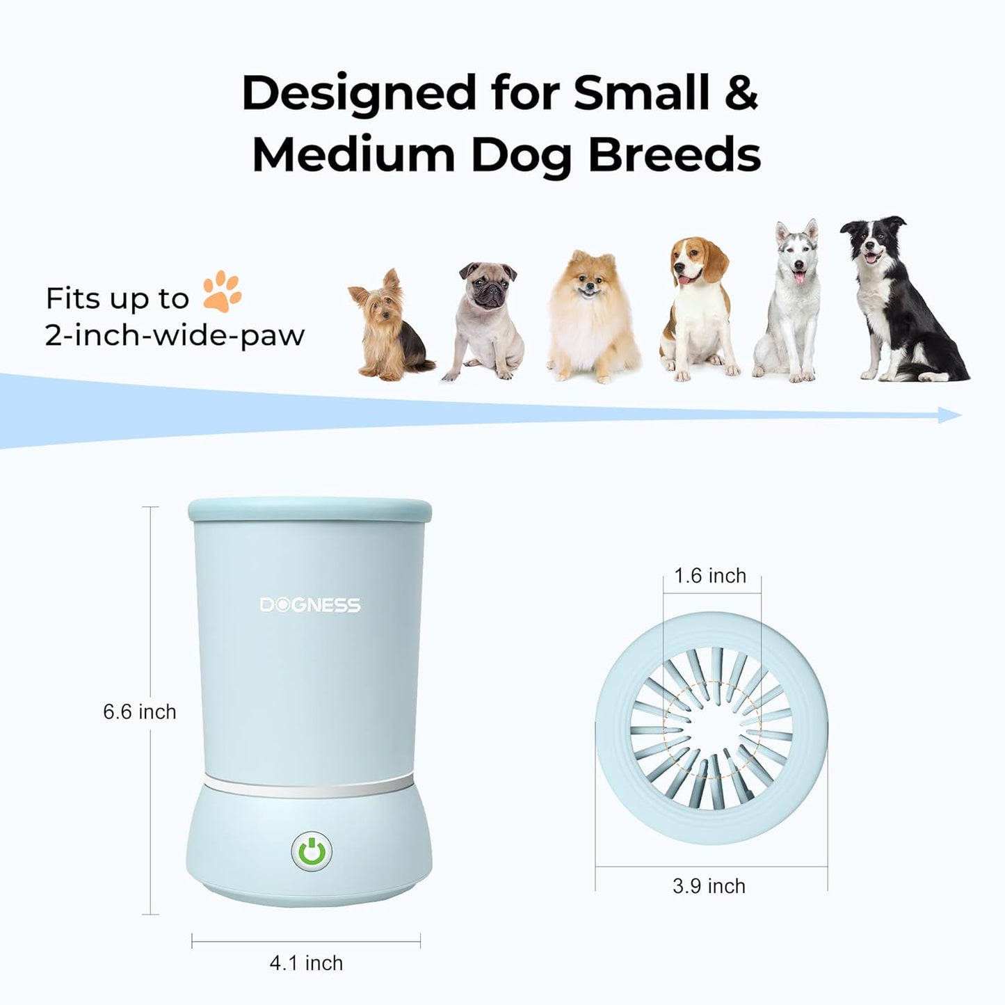 DOGNESS W01 Automatic Dog Paw Cleaner for Small to Medium Dogs (White)