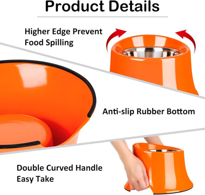 Tilted Elevated Dog Bowls Non-Slip & Non-Spill Pet Feeder with Elevated Detachable Melamine Stand, High Capacity Tilted Dog Bowl for Medium Small Size Dogs M/2 Cup Black