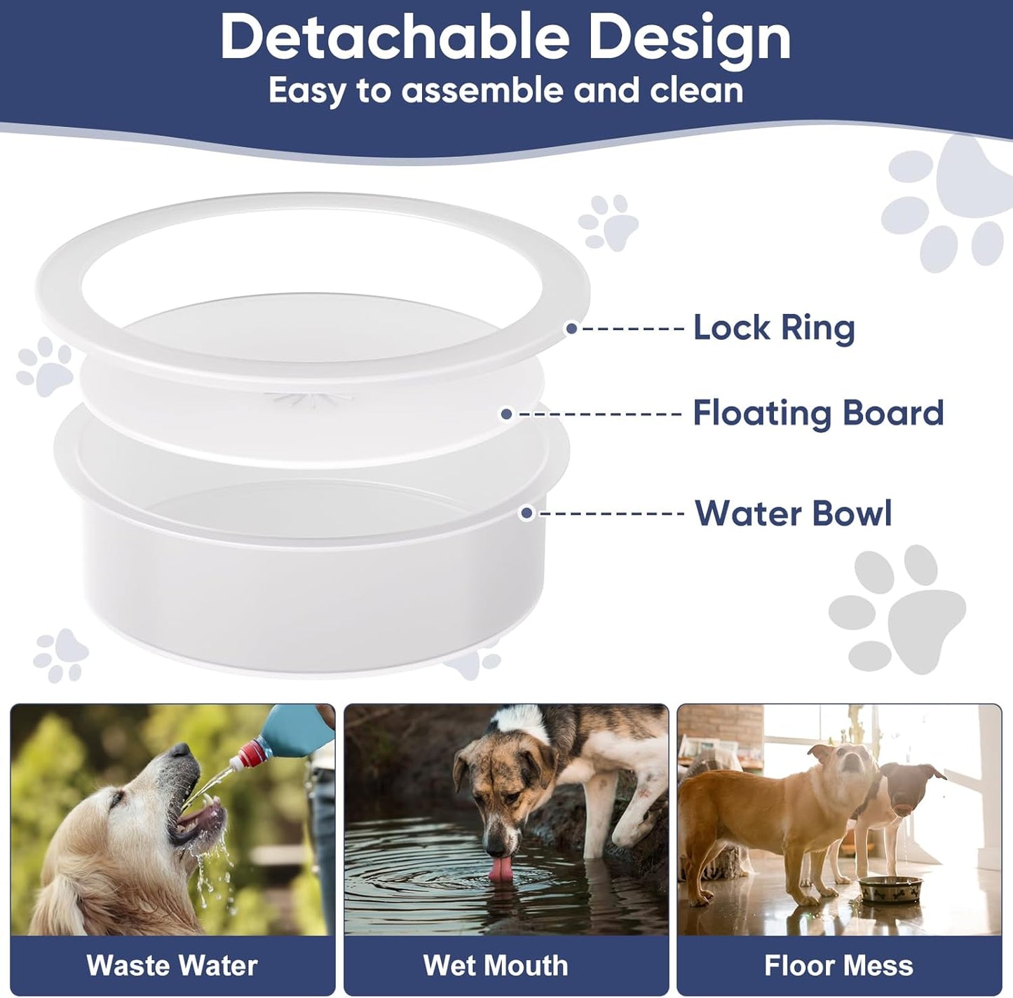 XIAZ Elevated Dog Bowls Large Breed Raised Dogs Bowl Stand Large/Medium Sized Dog Slow Feeder Dogs Bowls Food Water Stands 5 Heights Adjustable 9/11/12/14in Pet Feeder Dish Station