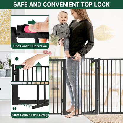 Snagle Paw Full Metal Freestanding Dog Gate,Indoor Dog Gate with Floor Protect Support Feet, 40x24 Inches Foldable Dogs Barrier for Stairs, Hallways and Doorways (24'' H 2 Panel, White