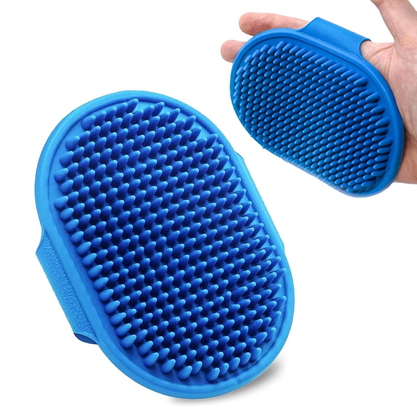 High-Density Silicone Pet Grooming Gloves with Enhanced Five Finger Design for Bathing, Massaging Dogs and Cats (Blue)