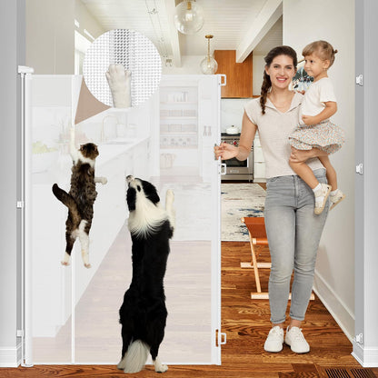 Reinforced 60 Inch Extra Tall Cat Gate Retractable Dog Gate - No Jumping Over/Crawling Under, 55" Wide Retractable Baby Gates for Cats with Reinforced Rods, 5ft Tall Dog Gate Indoor Cat Barrier/Black