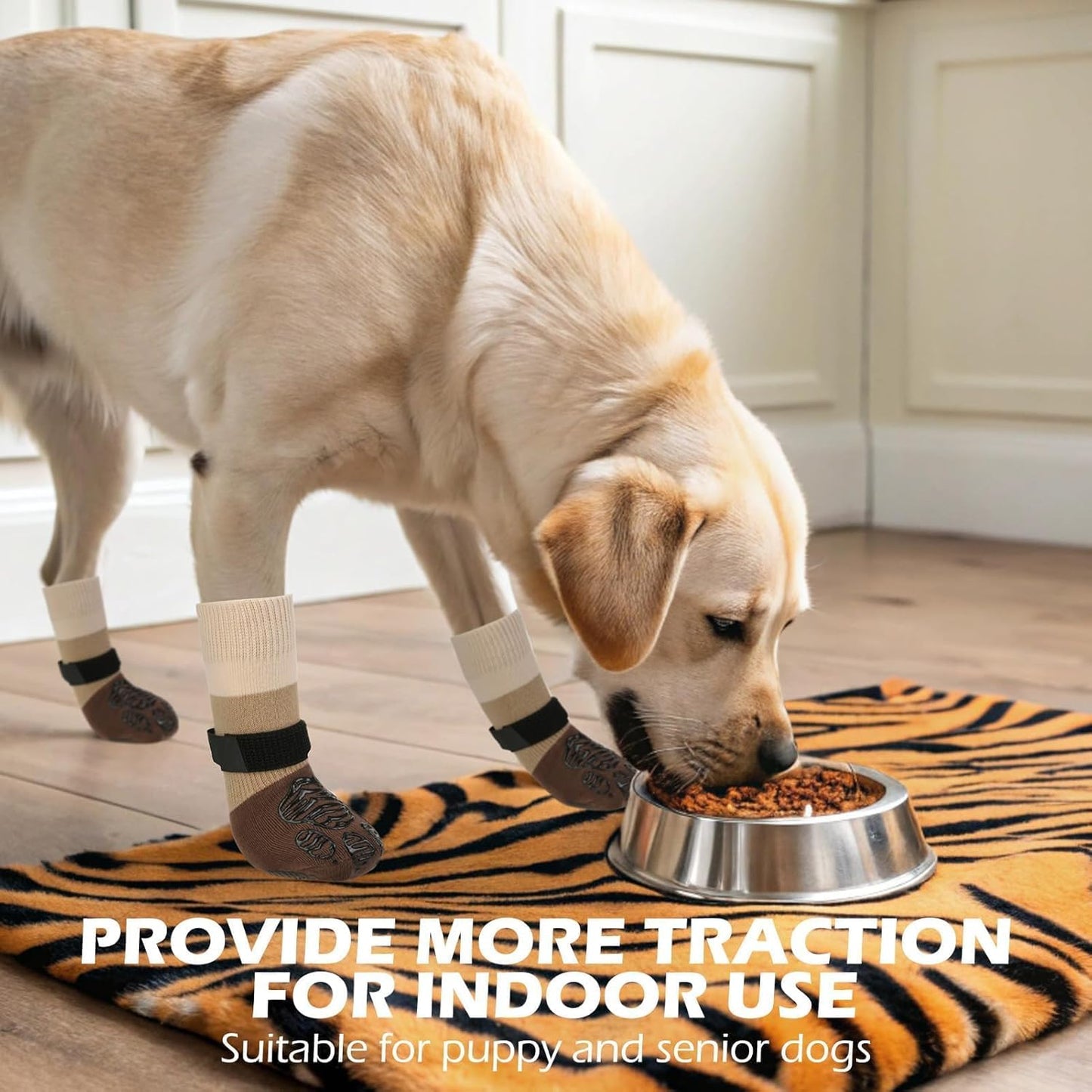 EXPAWLORER Anti Slip Dog Socks to Prevent Licking Paws, Dog Shoes for Hot Pavement Walk, Dog Booties for Hardwood Floors, Dog Boots & Paw Protectors with Grippers for Small Medium Large Senior Dogs M