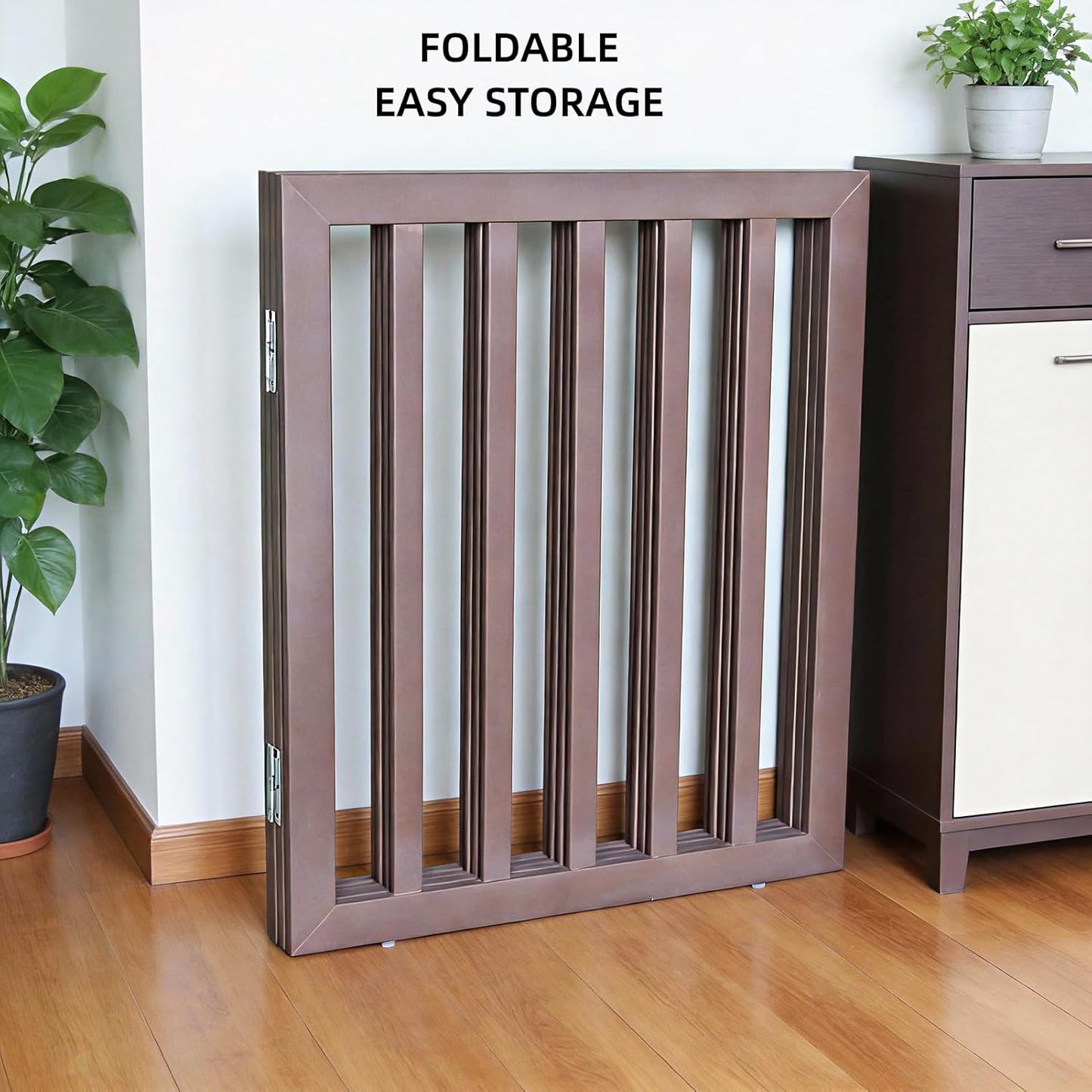 Dog Gate Indoor, Freestanding Dog Fence for The House, Doorways, Hallways,or Stairs,Pet Gate Foldable Wooden,Expandable 24" Height 3 Panels,White
