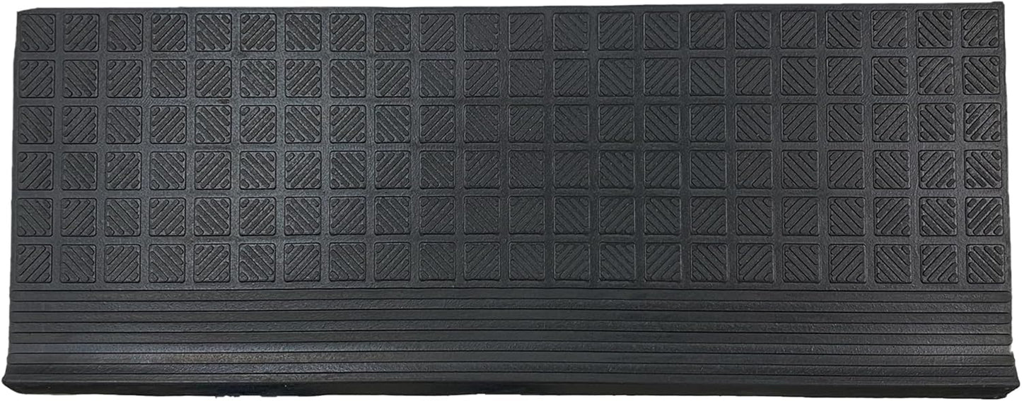 Ottomanson Outdoor Rubber Stair Treads – Ribbed Heavy-Duty Non-Slip Stair Mats – Best Grip on Concrete, Brick & Textured Step – Fastening Recommended for Wooden & RV Steps, Pack of 5