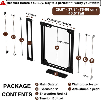 30.7" Tall Clear Acrylic Baby Gate 29.5"-47.2" Wide Pressure Mounted Clear Dog Gate Indoor - No Drill Auto Close, Walk Through Baby Gates for Stair & Doorways & Hallway